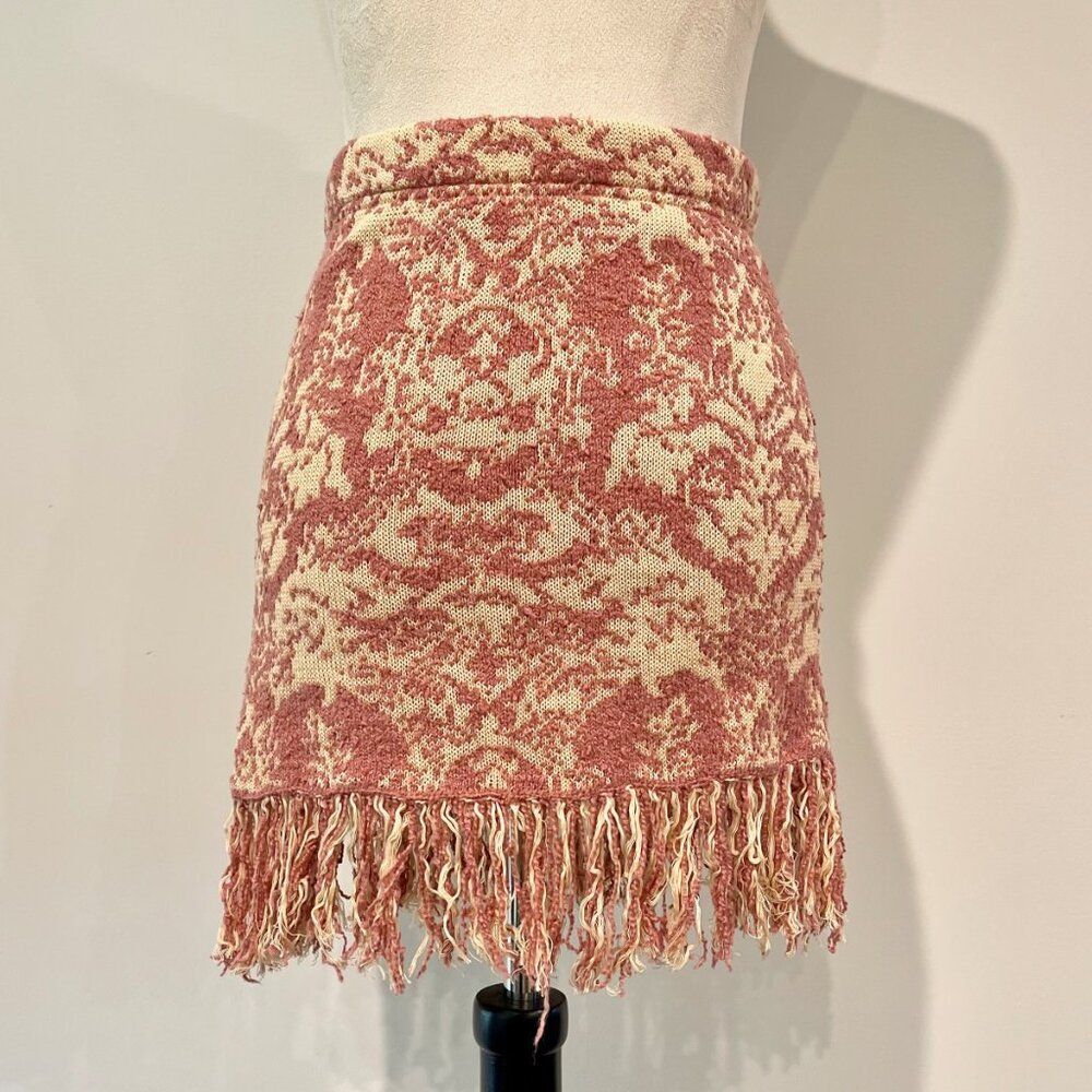 Free People Dua Swit Mini Skirt Terracotta Combo with Fringe
